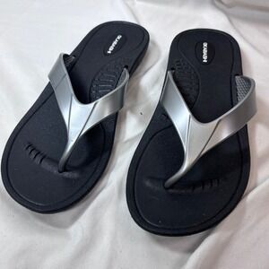 Okabashi Flip Flop Sandals Womens ML Black Silver Thong Comfort Beach USA